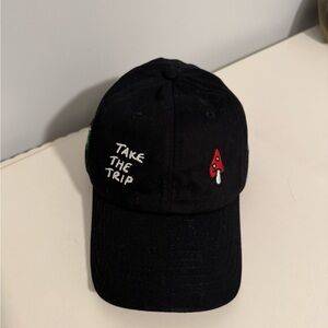 Empyre Black Hat with Red and White Embroidery